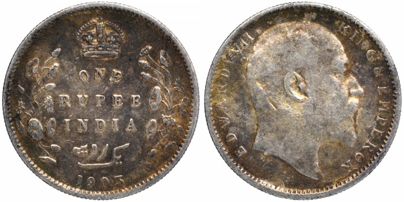 British India
Rupee 1
Rupee 01
1903, King Edward VII, Silver Rupee, Calcutta ...