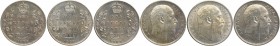Silver One Rupee Coins of King Edward VII of Bombay Mint of 1906,1907 and 1909.
