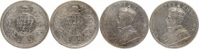 Silver One Rupee Coins of King George V of Calcutta and Bombay Mint of 1911.