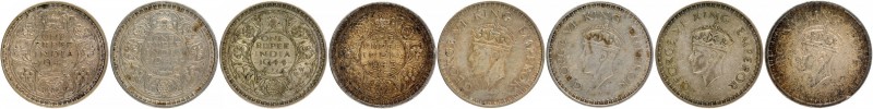 British India
Rupee 1
Lot of 04 Coins
King George VI, Silver Rupee (4), 1943,...