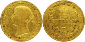 Gold Half Sovereign Coin of Queen Victoria of Australia of 1861.