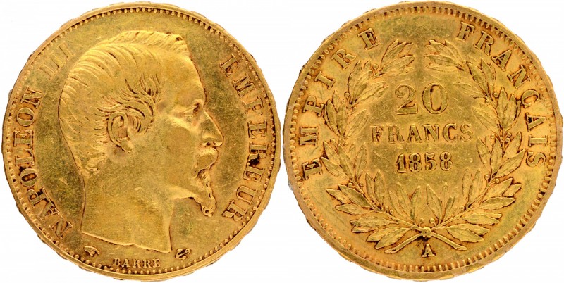 France
Francs 20
France, Napoleon III (1852-1870 AD), Gold 20 Francs, 1858 A, ...