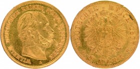 Gold Five Mark Coin of Wilhelm I of Kingdom of Prussia of Germany of 1877.