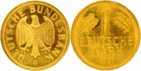 Gold One Deutsche Mark Coin of Germany of 2001.