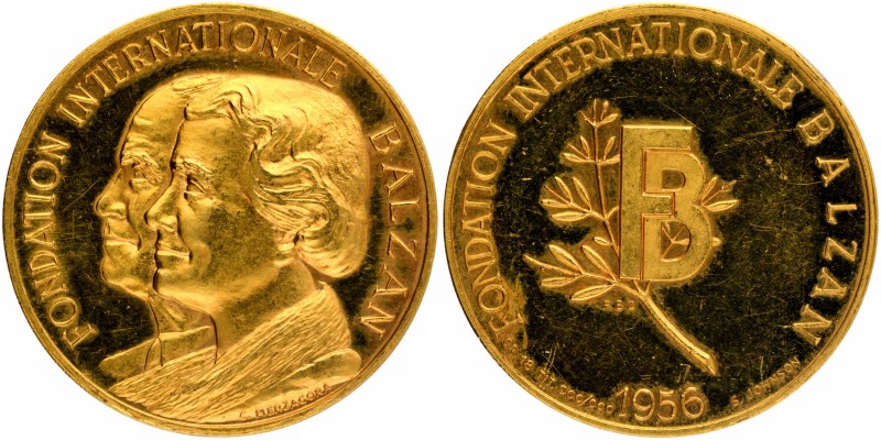 Others
Balzan, Gold Medallion, 1956, Obv: portrait of Eugenio Balzan & Corriere...