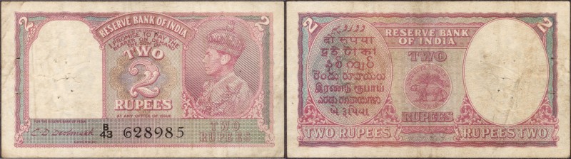 British INDIA Notes
K.G.VI
2 Rupees
British India, 1943, King George VI, 2 Ru...