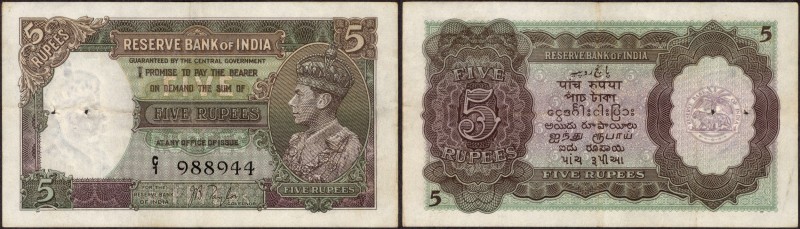 British INDIA Notes
K.G.VI
5 Rupees
British India, 1938, King George VI, 5 Ru...