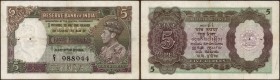 Five Rupees Note of King George VI Signed by J B Taylor of 1938.