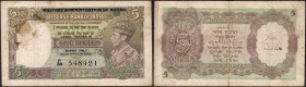 Five Rupees Note of King George VI Signed by C D Deshmukh of Burma Issue.