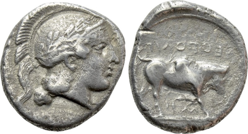 CAMPANIA. Neapolis. Nomos (Circa 420-400 BC). 

Obv: Helmeted head of Athena r...