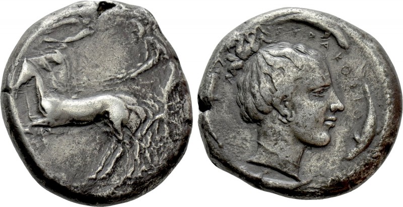 SICILY. Syracuse. Second Democracy (466-405 BC). Tetradrachm. 

Obv: Prancing ...