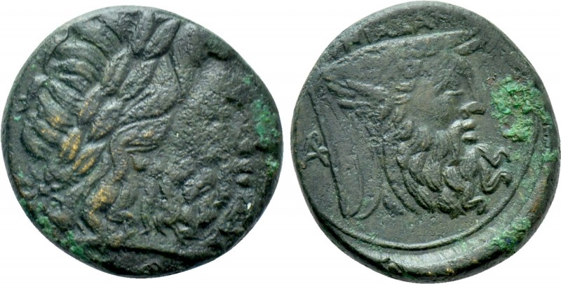AKARNANIA. The Oiniadai. Ae (Circa 219-211 BC). 

Obv: Laureate head of Zeus r...