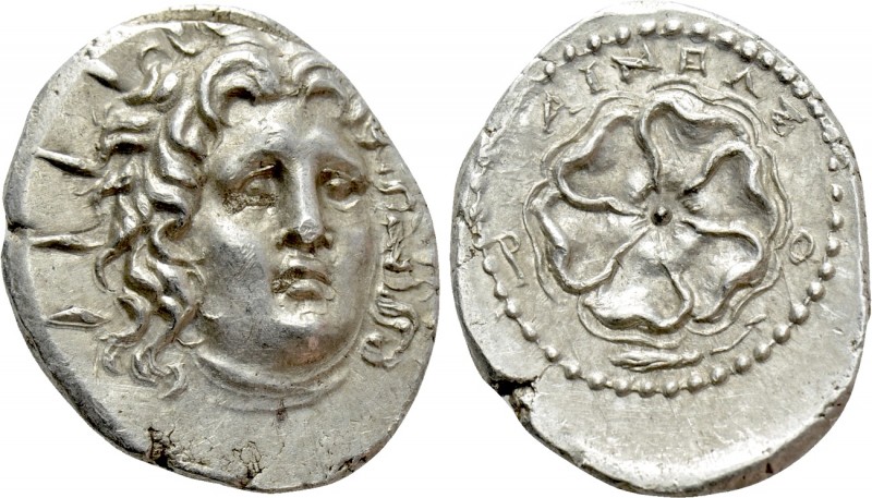 CARIA. Rhodes. Drachm (Circa 88/42 BC-AD 14). Aineas, magistrate. 

Obv: Radia...