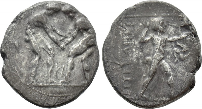 PAMPHYLIA. Aspendos. Stater (Circa 380/75-330/25 BC). 

Obv: Two wrestlers gra...