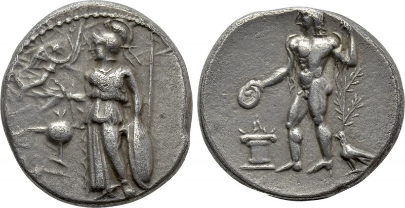 PAMPHYLIA. Side. Stater (Circa 380-360 BC).

Obv: Athena standing left, suppor...