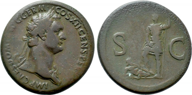 DOMITIAN (81-96). Sestertius. Rome.

Obv: IMP CAES DOMIT AVG GERM COS XII CENS...