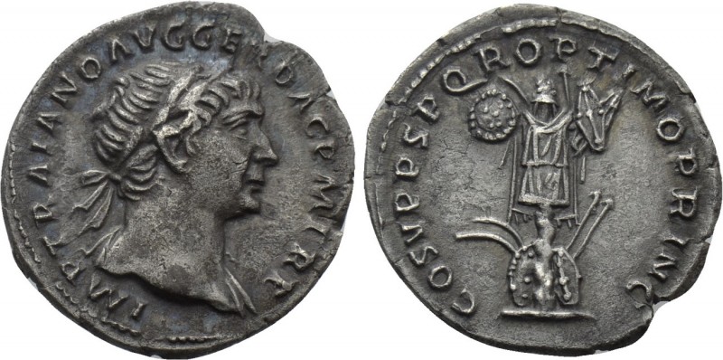 TRAJAN (98-117). Denarius. Rome. 

Obv: IMP TRAIANO AVG GER DAC P M TR P. 
La...