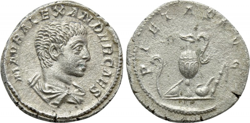 SEVERUS ALEXANDER (Caesar, 222). Denarius. Rome.

Obv: M AVR ALEXANDER CAES.
...