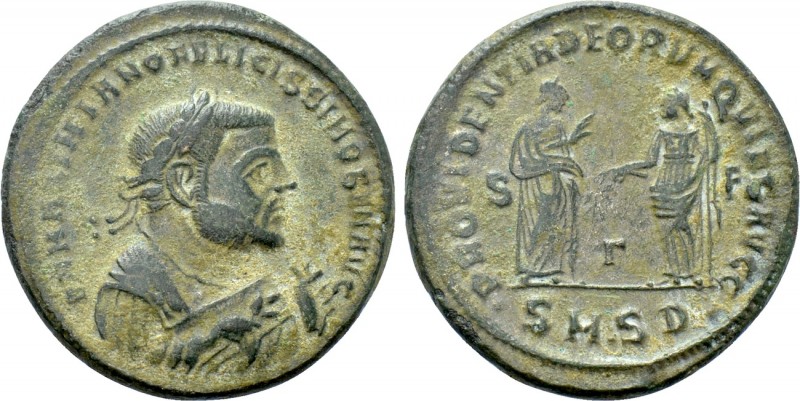 MAXIMIANUS HERCULIUS (Senior Augustus, 305-307). Follis. Serdica. 

Obv: D N M...