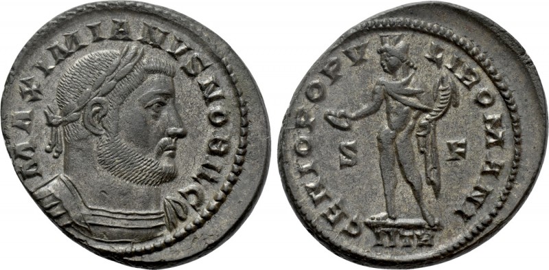 GALERIUS (Caesar, 293-305). Follis. Treveri. 

Obv: MAXIMIANVS NOBIL C. 
Laur...