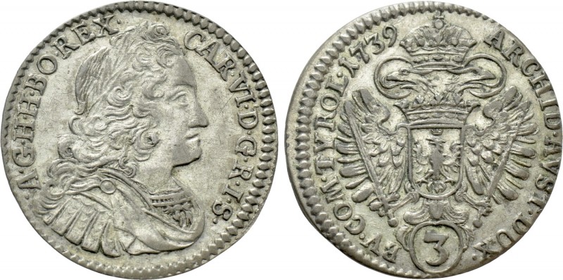 AUSTRIA. Karl VI (1711-1740). 3 Groschen (1739). Hall. 

Obv: CAR VI D G R I S...