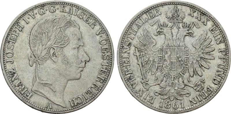 AUSTRIA. Franz Joseph I (1848-1916). Vereinstaler / 1 1/2 Gulden (1861 A). Vienn...