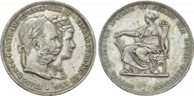 AUSTRIA. Franz Joseph I (1848-1916). Doppelgulden (1879). Wien (Vienna). Commemorating the Silver Royal Wedding.