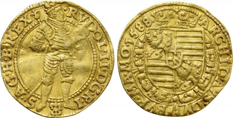 HOLY ROMAN EMPIRE. Rudolf II (1576-1612). GOLD Ducat (1588). Prague. 

Obv: RV...
