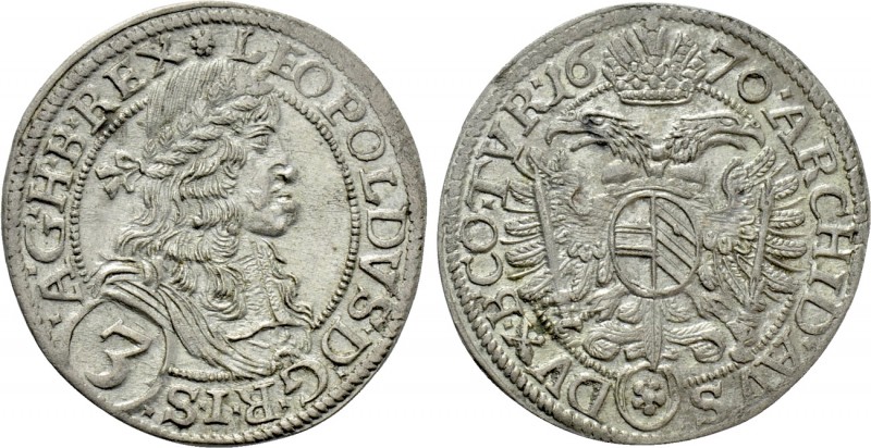 HOLY ROMAN EMPIRE. Leopold I (1657-1705). 3 Kreuzer (1670). Vienna. 

Obv: LEO...