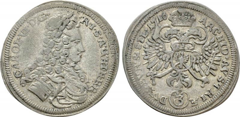 HOLY ROMAN EMPIRE. Karl VI (1711-1740). 3 Kreuzer (1716). Silesia. 

Obv: CARO...