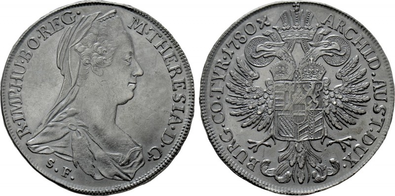 HOLY ROMAN EMPIRE. Maria Theresia (1740-1780). Reichstaler (1780-SF). Günzburg. ...