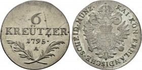 HOLY ROMAN EMPIRE. Franz II (1792-1806). 6 Kreuzer (1795 A). Vienna.