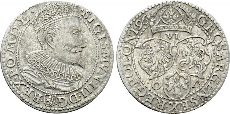 POLAND. Sigismund III Vasa (1587-1632). Szostak or 6 Groszy (1596). Malbork (Mar...