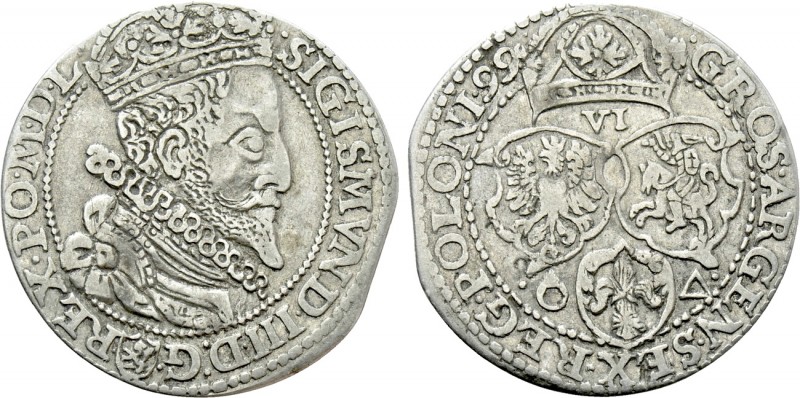 POLAND. Sigismund III Vasa (1587-1632). Szostak or 6 Groszy (1599). Malbork (Mar...