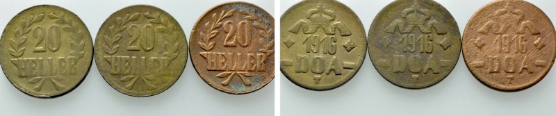 3 20 Heller Pieces of Emergency Money of Tabora / German East Africa. 

Obv: ....