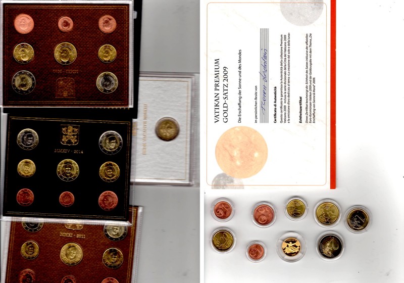 5 Coin Sets of the Vatican State (Including one 1/10 Ounce Gold Medal. 

Obv: ...