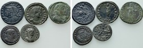 5 Roman Coins; All tooled.
