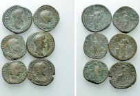 6 Roman Sesterti; Gordianus III, Antoninus Pius etc.