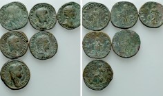 6 Roman Sesterti; Julia Mamaea, Caracalla etc.