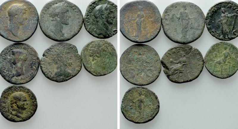 7 Roman Coins; Hadrian, Commodus etc. 

Obv: .
Rev: .

. 

Condition: .
...