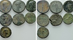 7 Roman Coins; Hadrian, Commodus etc.