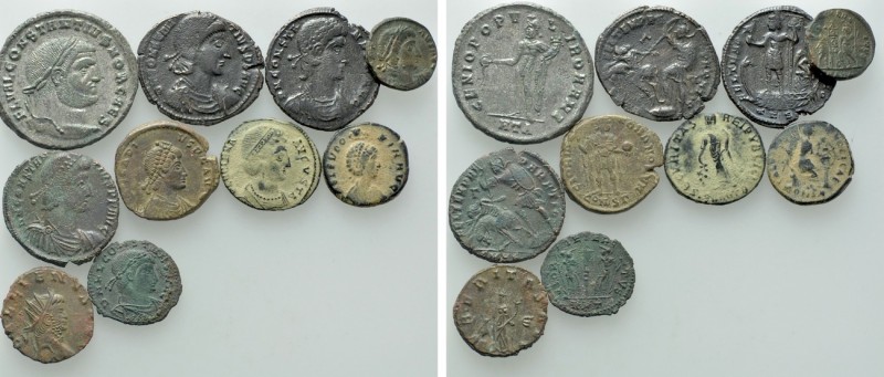 10 Roman Coins; Helena, Eudoxia etc. 

Obv: .
Rev: .

. 

Condition: See ...