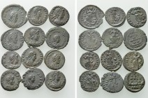 12 Late Roman Minimi; Arcadius, Theodosius etc.