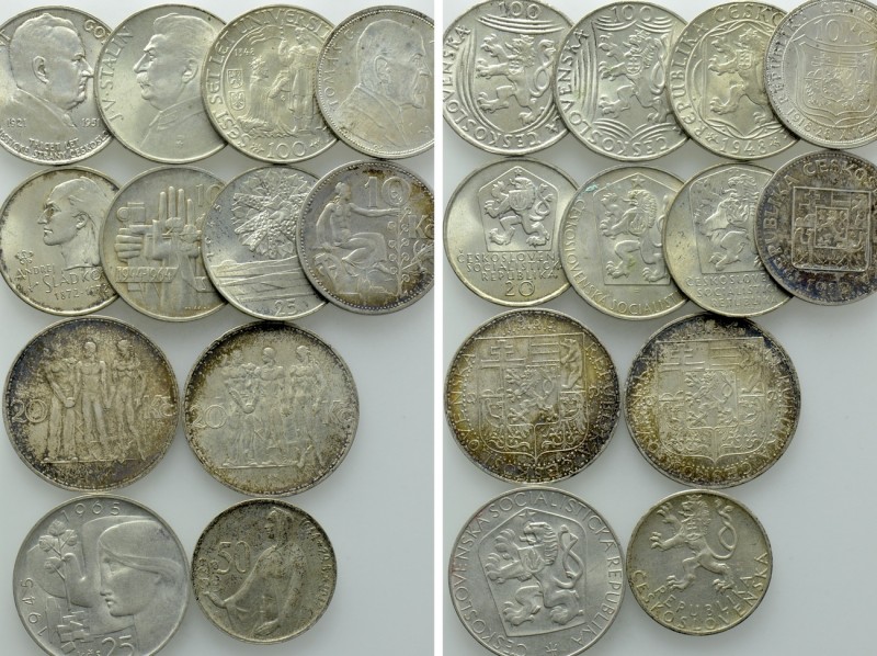 12 Coins of Czechoslovakia; Including Silver. 

Obv: .
Rev: .

. 

Condit...