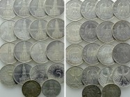 18 Silver Coins of Germany; 3rd Reich and later.