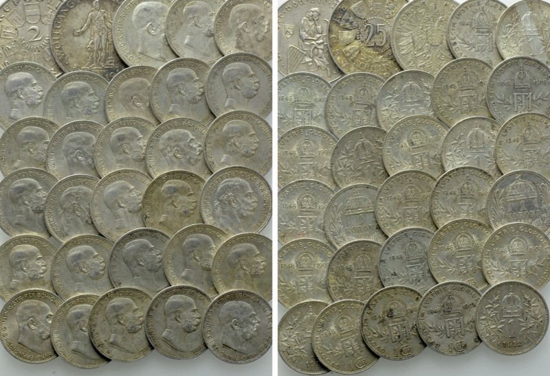 30 Silver Coins of Franz Joseph of Austria and Hungary. 

Obv: .
Rev: .

. ...