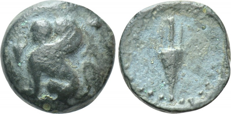 IONIA. Chios. Ae (Circa 431-412 BC).

Obv: Sphinx seated left; to left, grape ...
