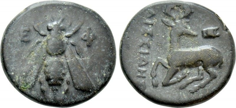 IONIA. Ephesos. Ae (4th century BC). Aissides, magistrate. 

Obv: Ε - Φ. 
Bee...