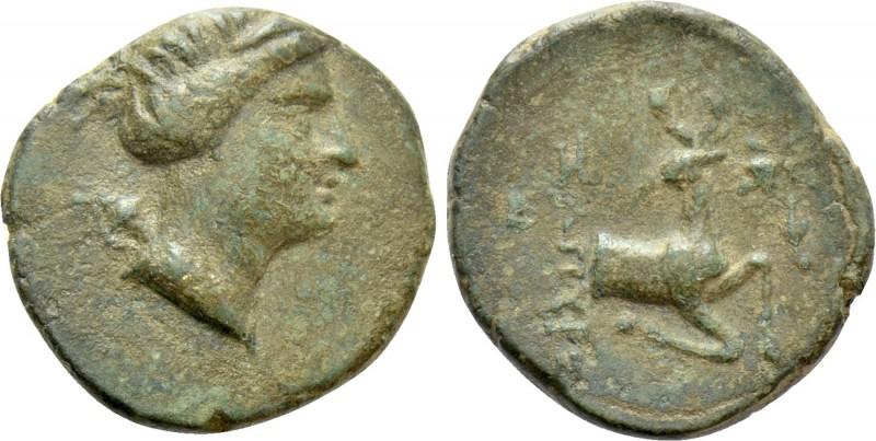 IONIA. Ephesos. Ae (Circa 258-202 BC). Zopyrs, magistrate. 

Obv: Diademed and...