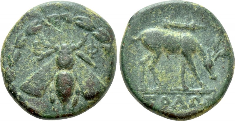 IONIA. Ephesos. Ae (Circa 190-150 BC). Solon, magistrate. 

Obv: E - Φ. 
Bee ...